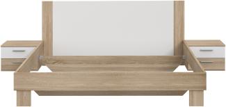 FORTE Helen Bett + Nakos, Holzwerkstoff, Beige/Weiß, 279,2 x 85 x 204,4 cm