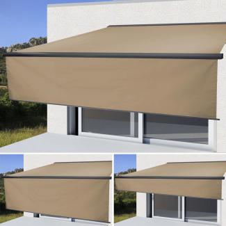 Elektrische Vollkassetten-Markise T124, 4,5x3m ausfahrbarer Volant ~ Polyester Creme, anthrazit