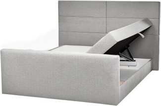 Boxspringbett Polsterbezug hellgrau mit Bettkasten hochklappbar 160 x 200 cm ARISTOCRAT