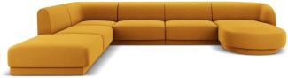 Micadoni 6-Sitzer Samtstoff Panorama Ecke links Sofa Miley | Bezug Yellow | Beinfarbe Black Plastic