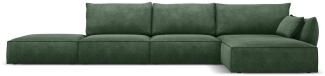 Micadoni 5-Sitzer Ecke rechts Sofa Kaelle | Bezug Bottle Green | Beinfarbe Black Plastic