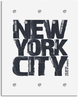 Queence Garderobe - "New York City" Druck auf hochwertigem Arcylglas inkl. Edelstahlhaken und Aufhängung, Format: 100x120cm