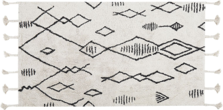 Teppich Baumwolle weiß schwarz 80 x 150 cm Kurzflor KEBIR