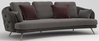 Casa Padrino Luxus Chesterfield 3-Sitzer Sofa Grau / Braun 240 x 95 x H. 85 cm