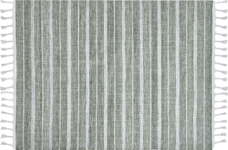Outdoor Teppich dunkelgrün weiß 160 x 230 cm Streifenmuster Kurzflor BADEMLI