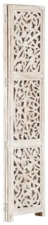 3tlg. Raumteiler Handgeschnitzt Weiß 120×165cm Mango Massivholz