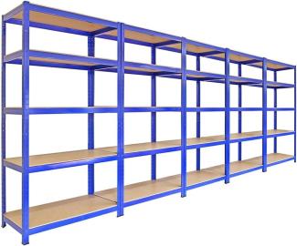 5x Monster Racking T-Rax 90cm Lagerregal Blau mit