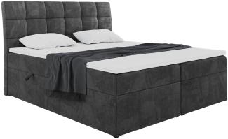 MEBLINI Boxspringbett DRAGO 160x200 cm mit Bettkasten - H3/Schwarz Samt Polsterbett - Doppelbett mit Topper & Taschenfederkern-Matratze