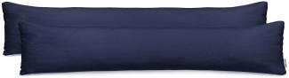 DecoKing 2 Kissenbezüge 20x120 cm Jersey Baumwolle Reißverschluss dunkelblau Amber