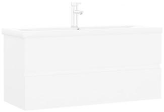 vidaXL Waschbeckenunterschrank mit Einbaubecken Weiß Spanplatte [3071657]