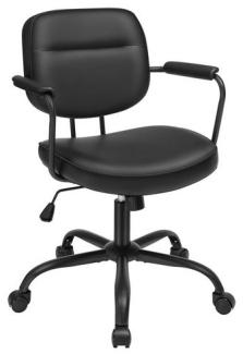 SONGMICS Bürostuhl, Schreibtischstuhl, PU, Drehstuhl, ergonomisches Design, verstellbare Armlehnen, Wippfunktion, höhenverstellbar, für Büro, Homeoffice, tintenschwarz