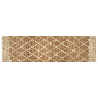 Teppich Jute beige 80 x 300 cm geometrisches Muster Kurzflor ZORAVA