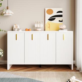 Merax Modernes, minimalistisches weißes Sideboard: die perfekte Kombination aus flexiblem Stauraum und elegantem Design, Sideboard mit goldenen Griffen und verstellbaren Trennwänden