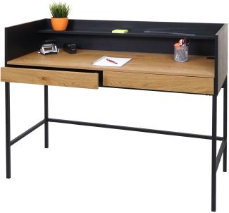 Schreibtisch HWC-J79, Bürotisch Computertisch Arbeitstisch, Schublade 120x50cm Holz Metall ~ Eiche-Optik