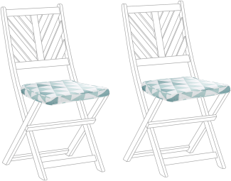 Sitzkissen für Stuhl TERNI 2er Set Dreiecke blau weiß 37 x 34 x 5 cm