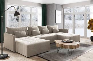 Sofnet Wohnlandschaft Leno U, mit Schlaffunktion und Bettkasten, Ecksofa, U-Form Couch, Schlafsofa mit Wellenfeder