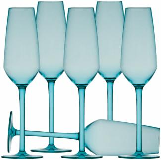 Sekt Champagner Glas Set 6 Stück, unzerbrechlich - Türkis