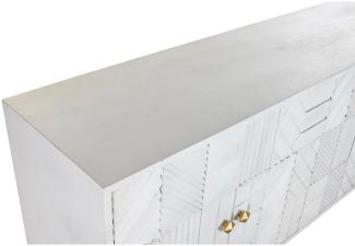 Anrichte DKD Home Decor Rhombusse Weiß Messing Mango-Holz (157 x 43 x 84 cm) (153 x 43 x 84 cm)