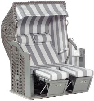 Sonnenpartner Strandkorb Classic 2-Sitzer Halbliegemodell anthrazit/grau mit Sonderausstattung
