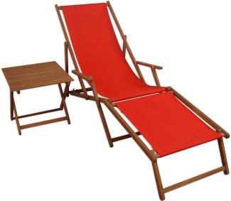 Sonnenliege rot Liegestuhl Fußteil Tisch Gartenliege Deckchair Strandstuhl Gartenmöbel 10-308FT