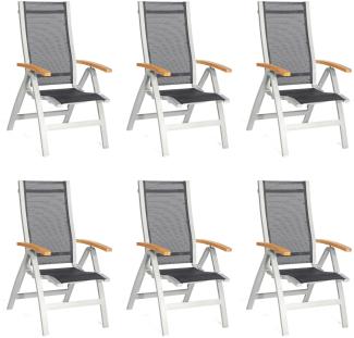 Sonnenpartner 6er-Set Klappsessel Florida Aluminium silber/Textilen schwarz Klapp-Sessel Klappstuhl
