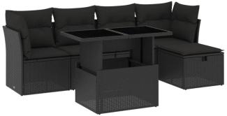 6-tlg. Garten-Sofagarnitur mit Kissen Schwarz Poly Rattan 3274635