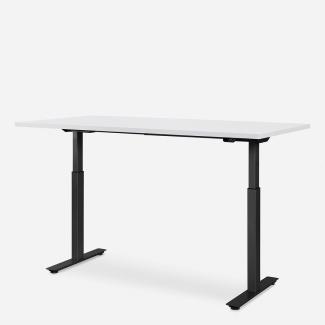 160 x 80 cm WRK21® SMART - Weiss Uni / Schwarz elektrisch höhenverstellbarer Schreibtisch