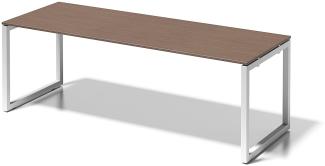 Cito Schreibtisch, 740 mm höhenfixes O-Gestell, H 19 x B 2200 x T 800 mm, Dekor nußbaum, Gestell verkehrsweiß