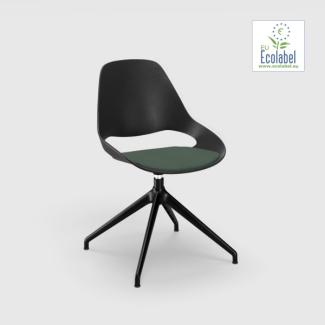 Stuhl ohne Armlehne FALK schwarz vier Sterne Schwenker aus Pulverbeschichtetem schwarzem Stahl Sitzpolster duneklgrün