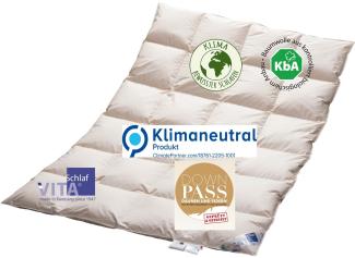 Vitaschlaf® Bio-Luxe-KBA TESTSIEGER - W6 - EXTRA WARM 100% GÄNSE Organic Daunendecke Deutsche Qualität Downpass 155x200cm