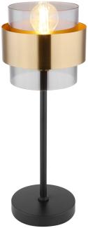 LED Tischleuchte mit Rauchglas Lampenschirm Ø18cm, Messingring
