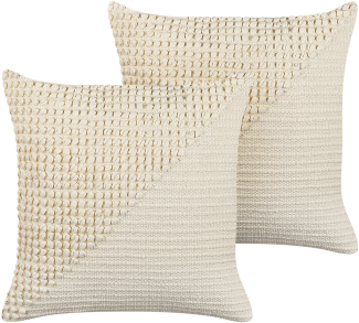 Kissen 2er Set Baumwolle Helles Beige PELLAEA 45 x 45 cm