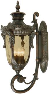 LED Außenwandlaterne im Jugendstil mit Amberglas, stehend Höhe 64cm