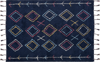 Teppich Baumwolle schwarz 140 x 200 cm geometrisches Muster CORUM
