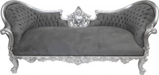 Casa Padrino Barock Sofa Vampire Grau/Silber - Limited Edition - Lounge Couch