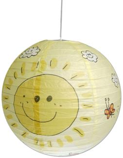 Kinder Papierlampe SONNEN Motiv Lampenschirm Ø40cm mit Aufhängung & LED Licht