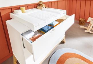 Pinolino Babyzimmer Möbel Set Kinderzimmer 'Bridge' breit mit Gitterbett, Wickelkommode und Schrank
