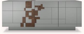 Casa Padrino Luxus Sideboard Grau / Braun 220 x 50,8 x H. 85 cm - Massivholz Schrank mit 4 Türen - Massivholz Möbel - Luxus Möbel - Luxus Einrichtung