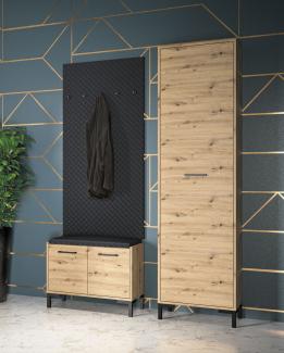 Garderobe "Nevio" Flurgarderobe 3-teilig Artisan Eiche schwarz