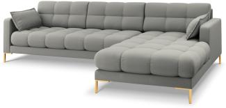 Micadoni 5-Sitzer Ecke rechts Sofa Mamaia | Bezug Light Grey | Beinfarbe Gold Metal