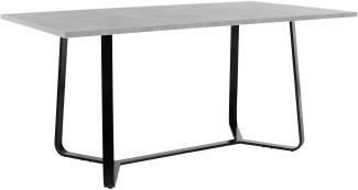 HOMEXPERTS Tisch TILDA / 160 cm Länge / Esstisch mit hochwertiger Melaminbeschichtung in Light Atelier Beton-Optik / Grauer Wohnzimmertisch / Gestell Metall Schwarz / 160x76x90cm (BxHxT)