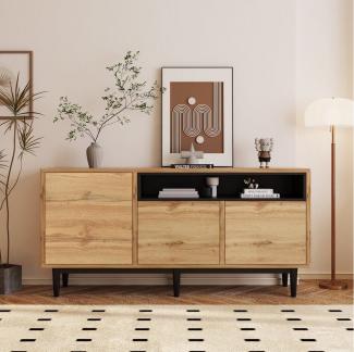 Merax Sideboard im Landhausstil mit Metallfüße, Anrichte aus Holz mit verstellbaren Einlegböden,Kommode,B:160cm