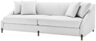Casa Padrino Luxus Sofa Weiß / Messingfarben 223 x 94 x H. 73 cm - Wohnzimmer Sofa mit 4 Kissen - Luxus Möbel