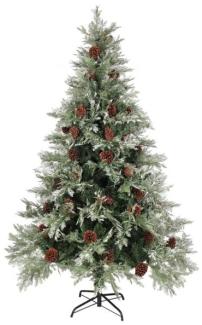 vidaXL Weihnachtsbaum mit LEDs & Zapfen Grün & Weiß 120 cm PVC & PE