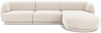 Micadoni 4-Sitzer Samtstoff Ecke rechts Sofa Miley | Bezug Light Beige | Beinfarbe Black Plastic
