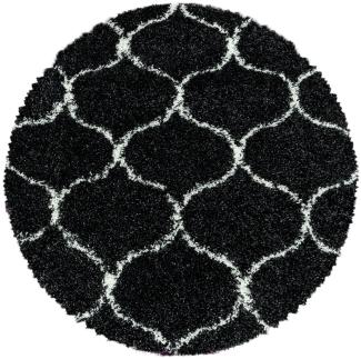 Hochflor Teppich Serena rund - 120 cm Durchmesser - Anthrazit