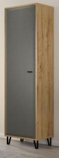 Garderobenschrank Blanshe in Filz grau und Eiche Schuhschrank 60 x 200 cm