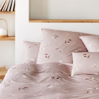 elegante Mako Jersey Bettwäsche Cotton Flower puder|140x200 cm + 70x90 cm