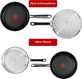 Tefal E76 Jamie Oliver Pfannenset- Pfanne 20cm & Schmorpfanne 25cm 5 tlg, Set 10 - Induktion