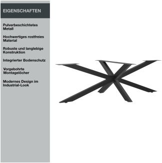 Tischgestell | X-Design | 98x58x43 cm | Stahl - Schwarz